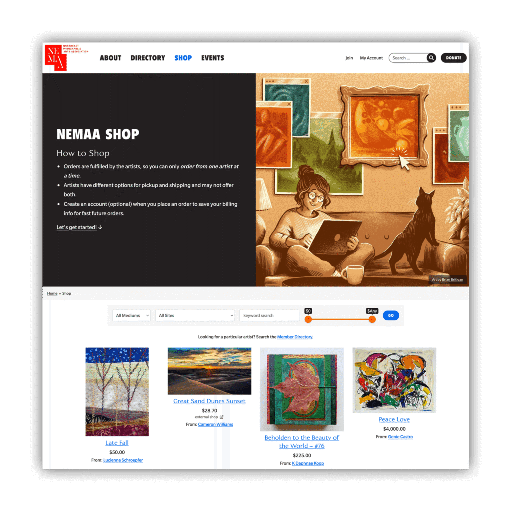 screenshot of a marketplace website with multiple sellers